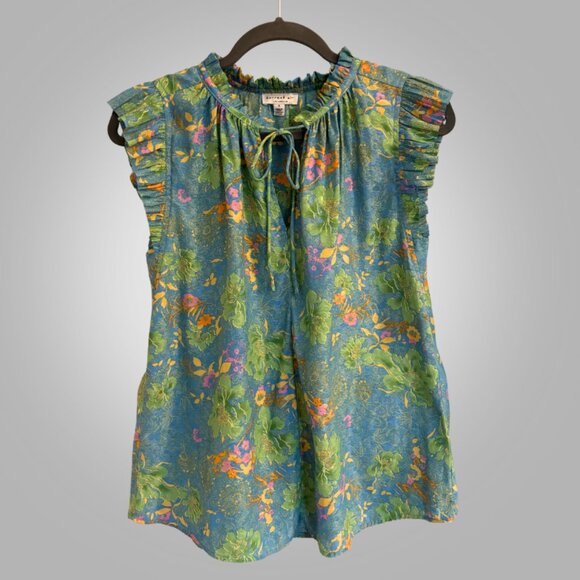 Current Air Tops - Current Air floral short-sleeve blouse